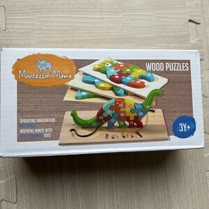 NEW Montessori mama wooden dinosaur puzzles for toddler